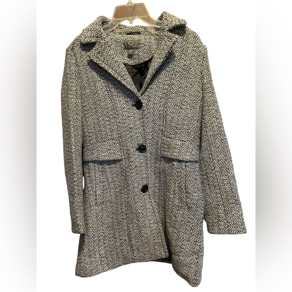 Nordstrom Gallery New York white/ black wool coat small professional NEW ($240)
